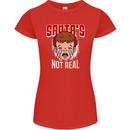 Santa's Not Real Funny Christmas Bah Humbug Xmas Womens Petite Cut T-Shirt Red