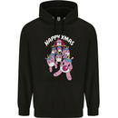 Santa's Sleight Pulled By Christmas Unicorns Xmas Childrens Kids Hoodie Black