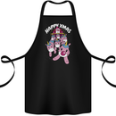 Santa's Sleight Pulled By Christmas Unicorns Xmas Cotton Apron 100% Organic Black