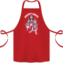Santa's Sleight Pulled By Christmas Unicorns Xmas Cotton Apron 100% Organic Red