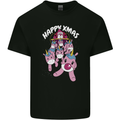 Santa's Sleight Pulled By Christmas Unicorns Xmas Mens Cotton T-Shirt Tee Top Black