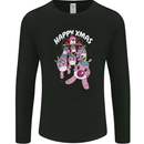 Santa's Sleight Pulled By Christmas Unicorns Xmas Mens Long Sleeve T-Shirt Black