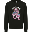 Santa's Sleight Pulled By Christmas Unicorns Xmas Mens Sweatshirt Jumper Black