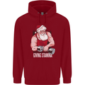 Santa's Workout Funny Christmas Gym Xmas Training Childrens Kids Hoodie Red