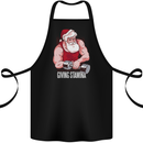 Santa's Workout Funny Christmas Gym Xmas Training Cotton Apron 100% Organic Black