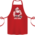 Santa's Workout Funny Christmas Gym Xmas Training Cotton Apron 100% Organic Red