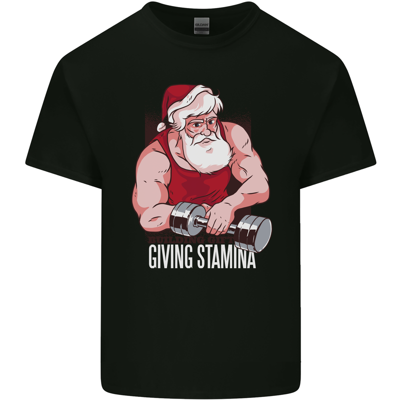 Santa's Workout Funny Christmas Gym Xmas Training Mens Cotton T-Shirt Tee Top Black