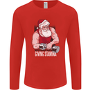 Santa's Workout Funny Christmas Gym Xmas Training Mens Long Sleeve T-Shirt Red