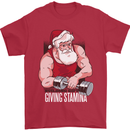 Santa's Workout Funny Christmas Gym Xmas Training Mens T-Shirt 100% Cotton Red