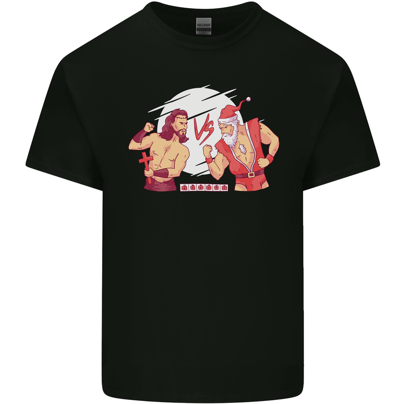 Santa v Jesus Video Game Style Christmas Xmas Kids T-Shirt Childrens Black