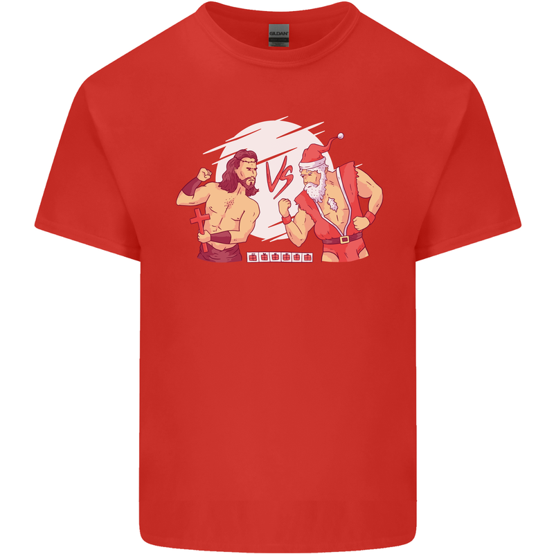 Santa v Jesus Video Game Style Christmas Xmas Kids T-Shirt Childrens Red