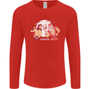 Santa v Jesus Video Game Style Christmas Xmas Mens Long Sleeve T-Shirt Red