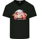 Santa v Jesus Video Game Style Christmas Xmas Mens V-Neck Cotton T-Shirt Black