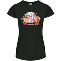 Santa v Jesus Video Game Style Christmas Xmas Womens Petite Cut T-Shirt Black