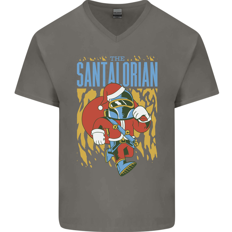 Santalorian Funny Christmas Parody Xmas Mens V-Neck Cotton T-Shirt Charcoal