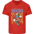 Santalorian Funny Christmas Parody Xmas Mens V-Neck Cotton T-Shirt Red