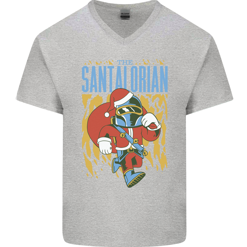 Santalorian Funny Christmas Parody Xmas Mens V-Neck Cotton T-Shirt Sports Grey