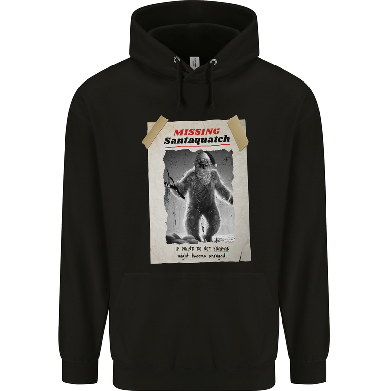 Santaquatch Christmas Bigfoot Xmas Sasquatch Childrens Kids Hoodie Black