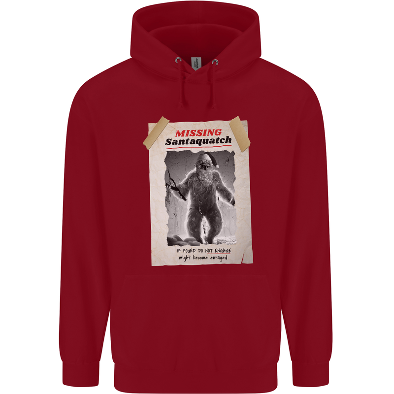 Santaquatch Christmas Bigfoot Xmas Sasquatch Childrens Kids Hoodie Red