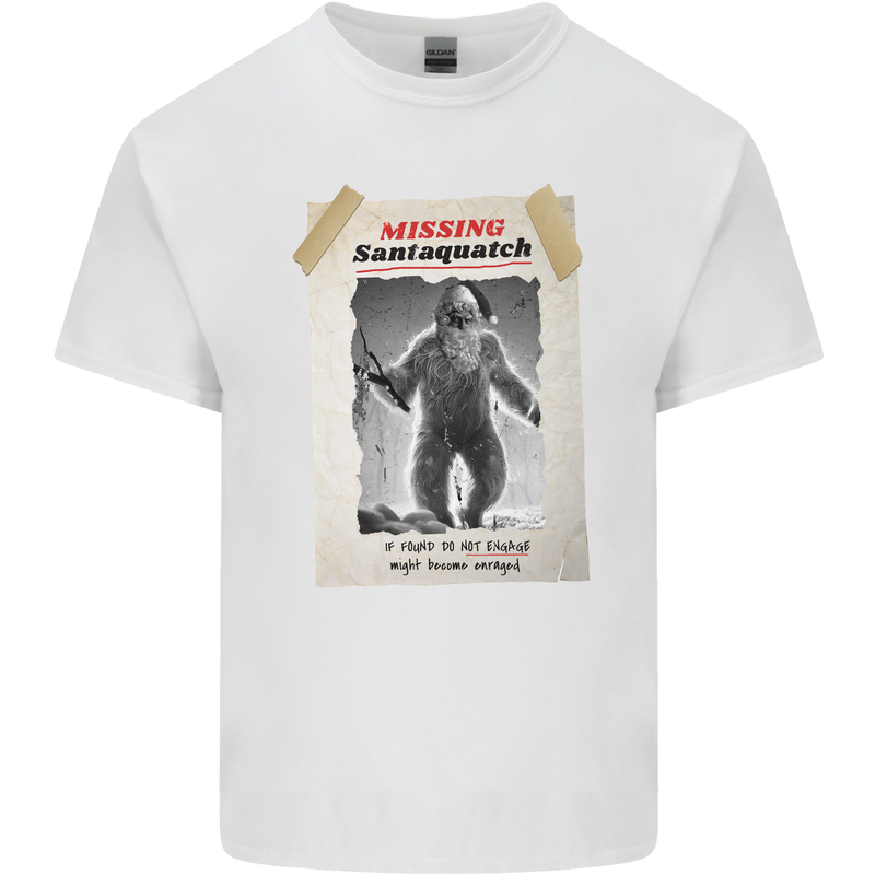 Santaquatch Christmas Bigfoot Xmas Sasquatch Mens Cotton T-Shirt Tee Top White