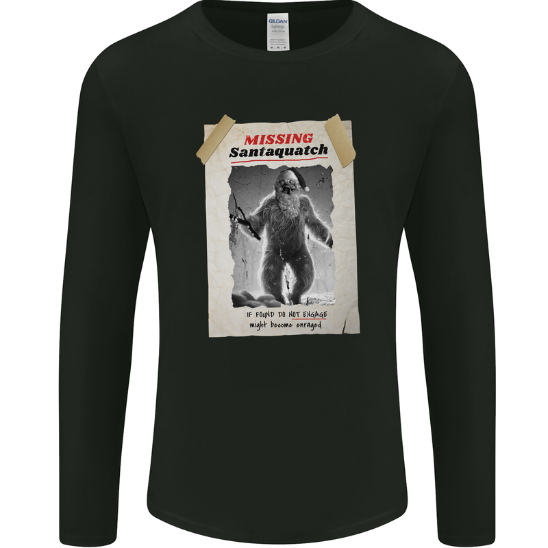 Santaquatch Christmas Bigfoot Xmas Sasquatch Mens Long Sleeve T-Shirt Black