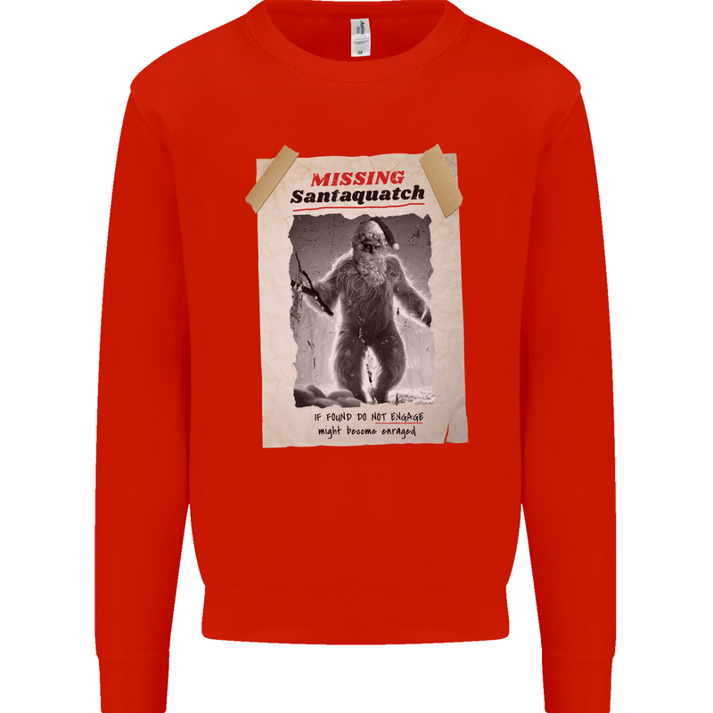 Santaquatch Christmas Bigfoot Xmas Sasquatch Mens Sweatshirt Jumper Bright Red