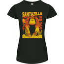 Santazilla Japanese Comic Anime Christmas Xmas Womens Petite Cut T-Shirt Black