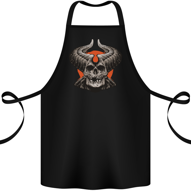 Satan Skull Devil Horns Cotton Apron 100% Organic Black