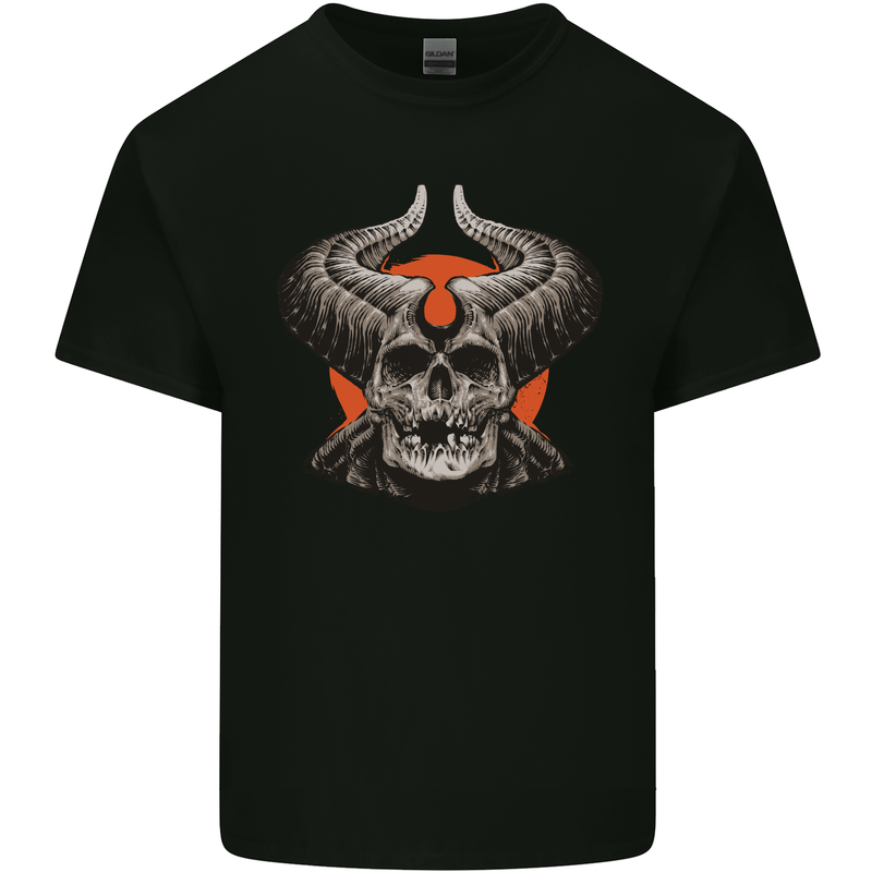 Satan Skull Devil Horns Kids T-Shirt Childrens Black