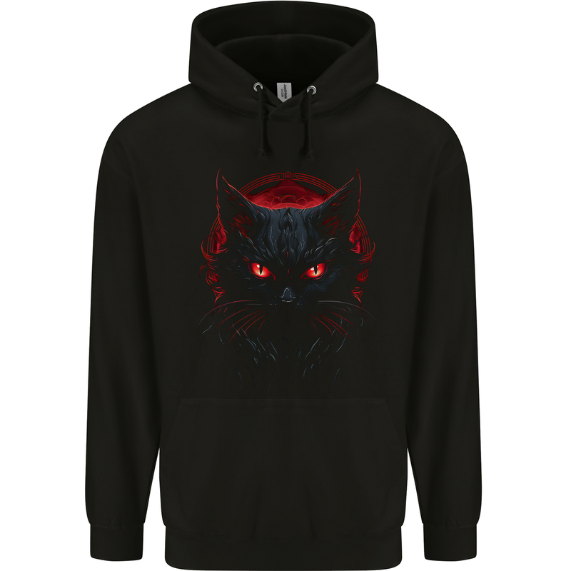 Satanic Cat Evil Halloween Childrens Kids Hoodie Black