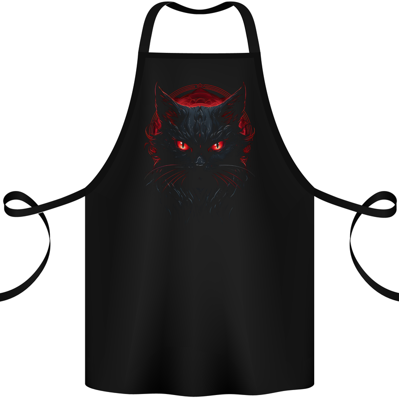 Satanic Cat Evil Halloween Cotton Apron 100% Organic Black