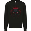 Satanic Cat Evil Halloween Kids Sweatshirt Jumper Black