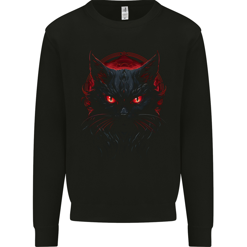 Satanic Cat Evil Halloween Mens Sweatshirt Jumper Black