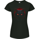 Satanic Cat Evil Halloween Womens Petite Cut T-Shirt Black