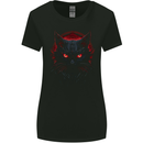Satanic Cat Evil Halloween Womens Wider Cut T-Shirt Black