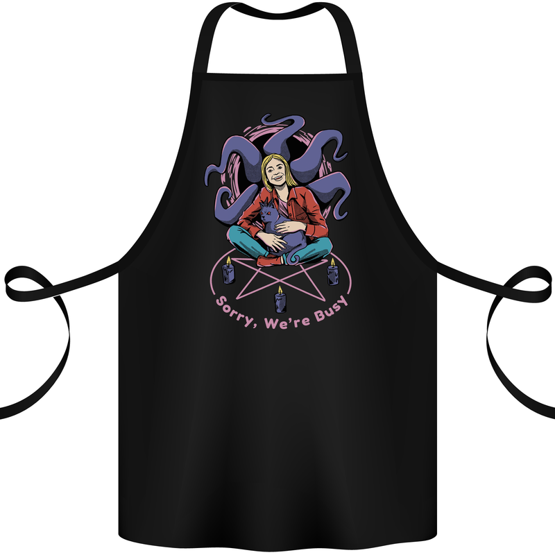 Satanic Cat Mum Black Magic Witch Halloween Cotton Apron 100% Organic Black
