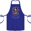Satanic Cat Mum Black Magic Witch Halloween Cotton Apron 100% Organic Royal Blue
