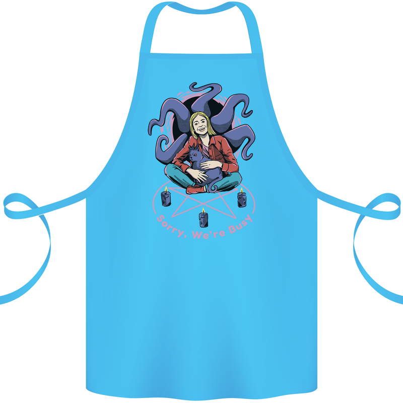 Satanic Cat Mum Black Magic Witch Halloween Cotton Apron 100% Organic Turquoise
