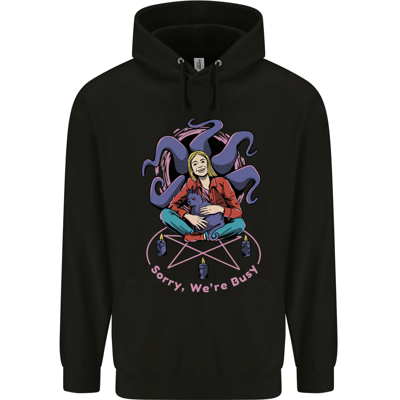 Satanic Cat Mum Black Magic Witch Halloween Mens 80% Cotton Hoodie Black
