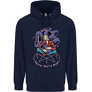 Satanic Cat Mum Black Magic Witch Halloween Mens 80% Cotton Hoodie Navy Blue