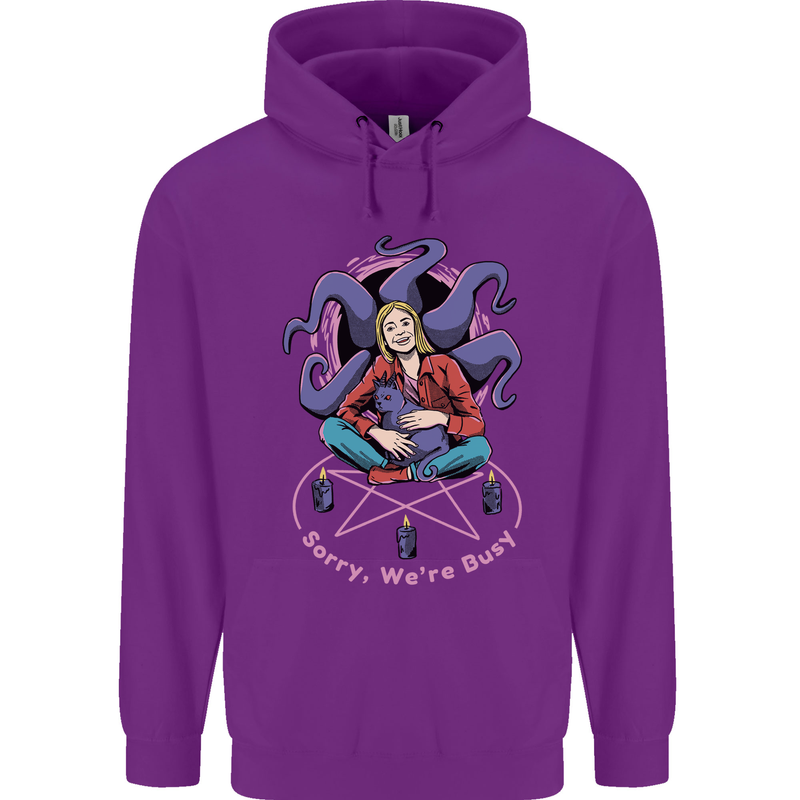 Satanic Cat Mum Black Magic Witch Halloween Mens 80% Cotton Hoodie Purple