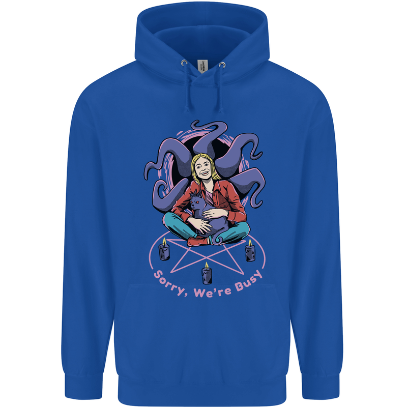 Satanic Cat Mum Black Magic Witch Halloween Mens 80% Cotton Hoodie Royal Blue