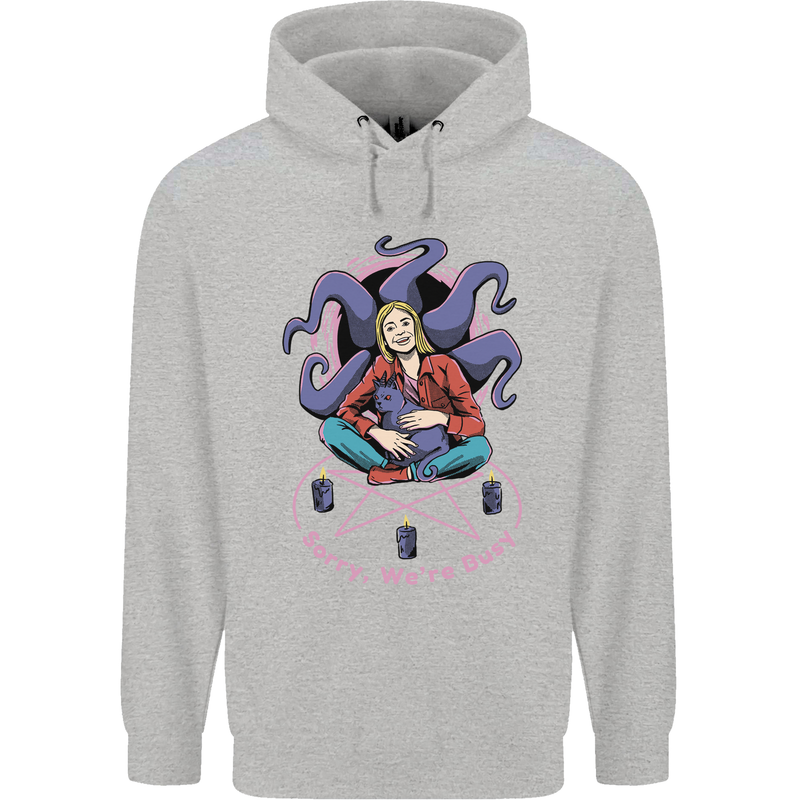 Satanic Cat Mum Black Magic Witch Halloween Mens 80% Cotton Hoodie Sports Grey