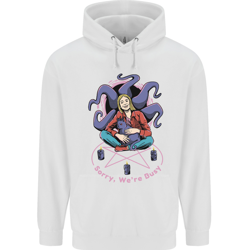 Satanic Cat Mum Black Magic Witch Halloween Mens 80% Cotton Hoodie White