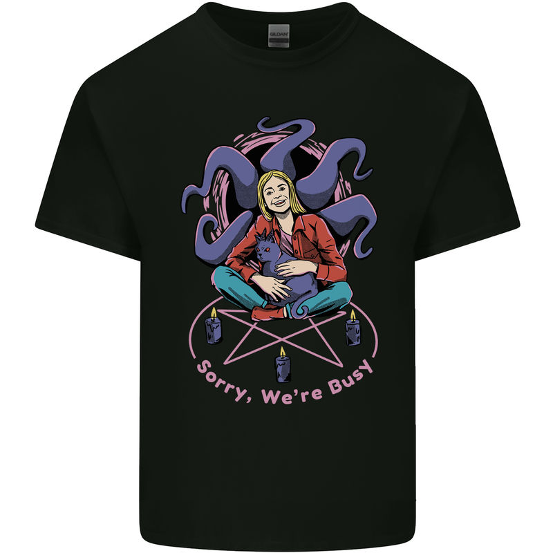 Satanic Cat Mum Black Magic Witch Halloween Mens Cotton T-Shirt Tee Top Black