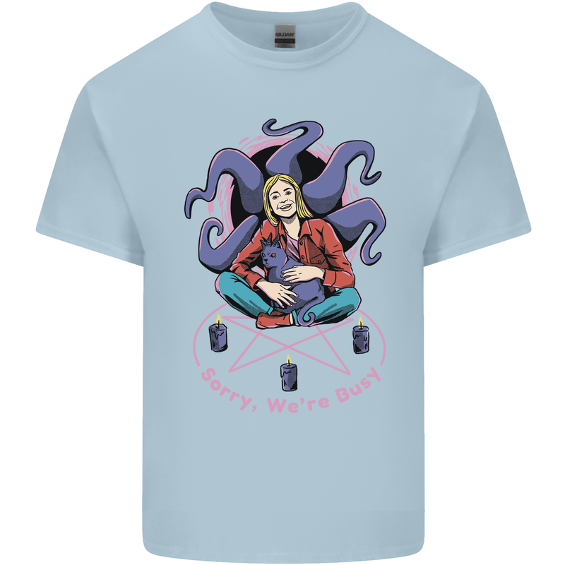 Satanic Cat Mum Black Magic Witch Halloween Mens Cotton T-Shirt Tee Top Light Blue