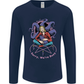 Satanic Cat Mum Black Magic Witch Halloween Mens Long Sleeve T-Shirt Navy Blue