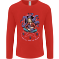 Satanic Cat Mum Black Magic Witch Halloween Mens Long Sleeve T-Shirt Red