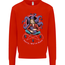 Satanic Cat Mum Black Magic Witch Halloween Mens Sweatshirt Jumper Bright Red