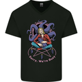 Satanic Cat Mum Black Magic Witch Halloween Mens V-Neck Cotton T-Shirt Black